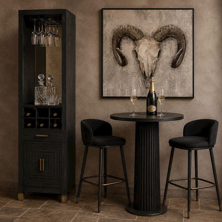 BLACK WINE CABINET 50x39x183cm